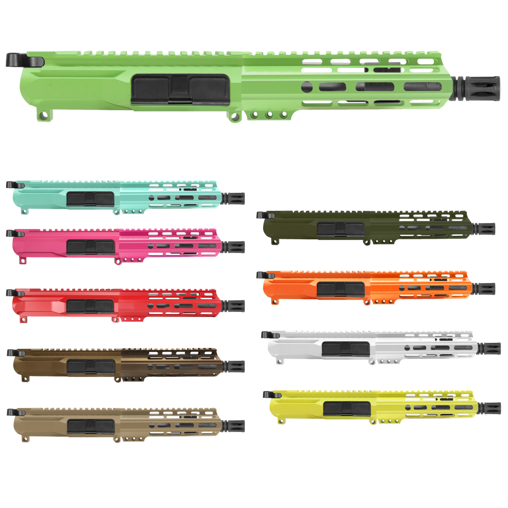 AR-15 5.56 NATO 7'' PISTOL - BILLET UPPER WITH 7'' HANDGUARD- COLOR SET BILLET UPPER AND HANDGUARD OPTIONS - UPPER ASSEMBLY 